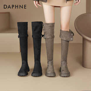 两穿骑士靴加绒厚底长靴 爆款 达芙妮过膝长筒靴女冬季 靴子2025新款