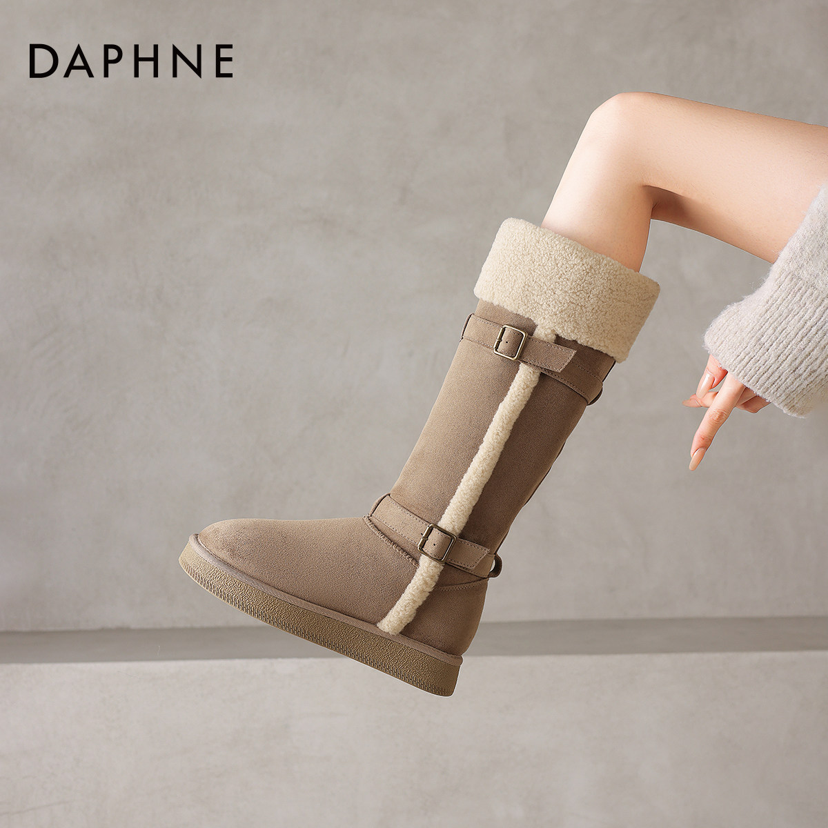 达芙妮厚底雪地靴女2026新款冬季加绒长筒靴防水防滑保暖东北棉靴,女鞋,时尚雪地靴,淘宝优惠券,粉丝福利购,淘宝优惠卷