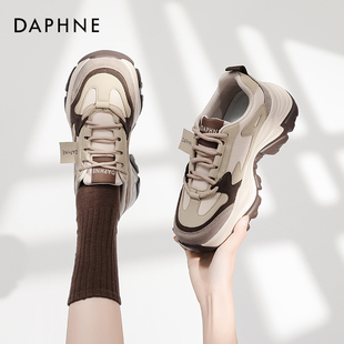达芙妮厚底老爹鞋女2026新款鞋子春季增高女鞋休闲鞋加绒运动鞋女