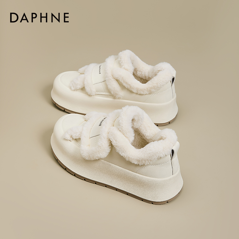 达芙妮白色厚底棉鞋女款