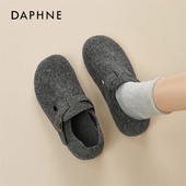 女2026新款 春季 加绒毛毛鞋 达芙妮内增高勃肯鞋 一脚蹬毛呢厚底单鞋