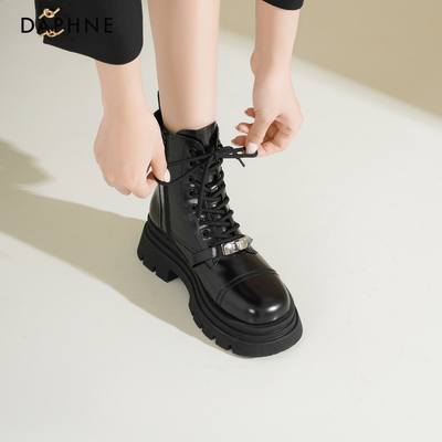 达芙妮2025新款厚底增高马丁靴