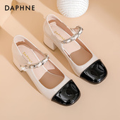 小香风粗跟单鞋 达芙妮玛丽珍女鞋 女 小皮鞋 高跟鞋 2026新款 春秋法式