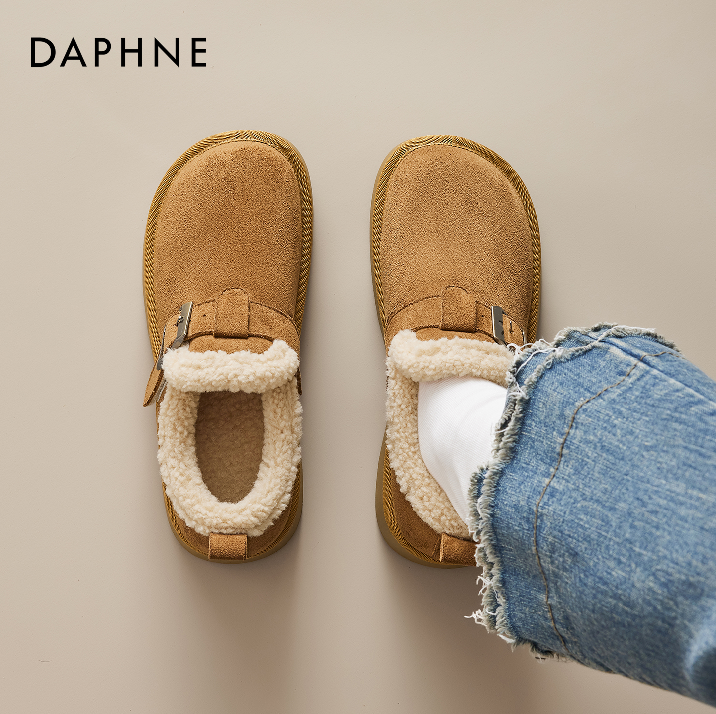达芙妮加绒勃肯鞋女保暖加厚棉鞋