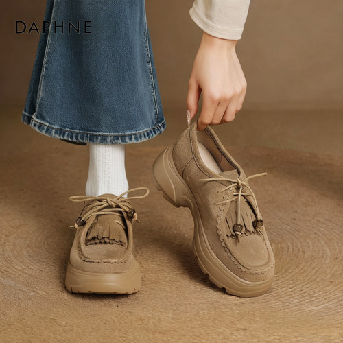 达芙妮绒面乐福鞋子2025新款