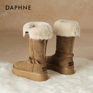 加绒加厚保暖棉鞋 冬季 厚底东北长靴 2025新款 达芙妮雪地靴长筒女款