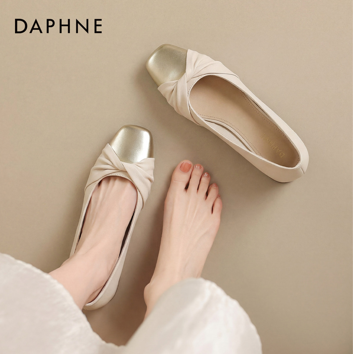 达芙妮平底单鞋女款2026新款小香风玛丽珍女鞋皮鞋瓢鞋伴娘鞋婚鞋