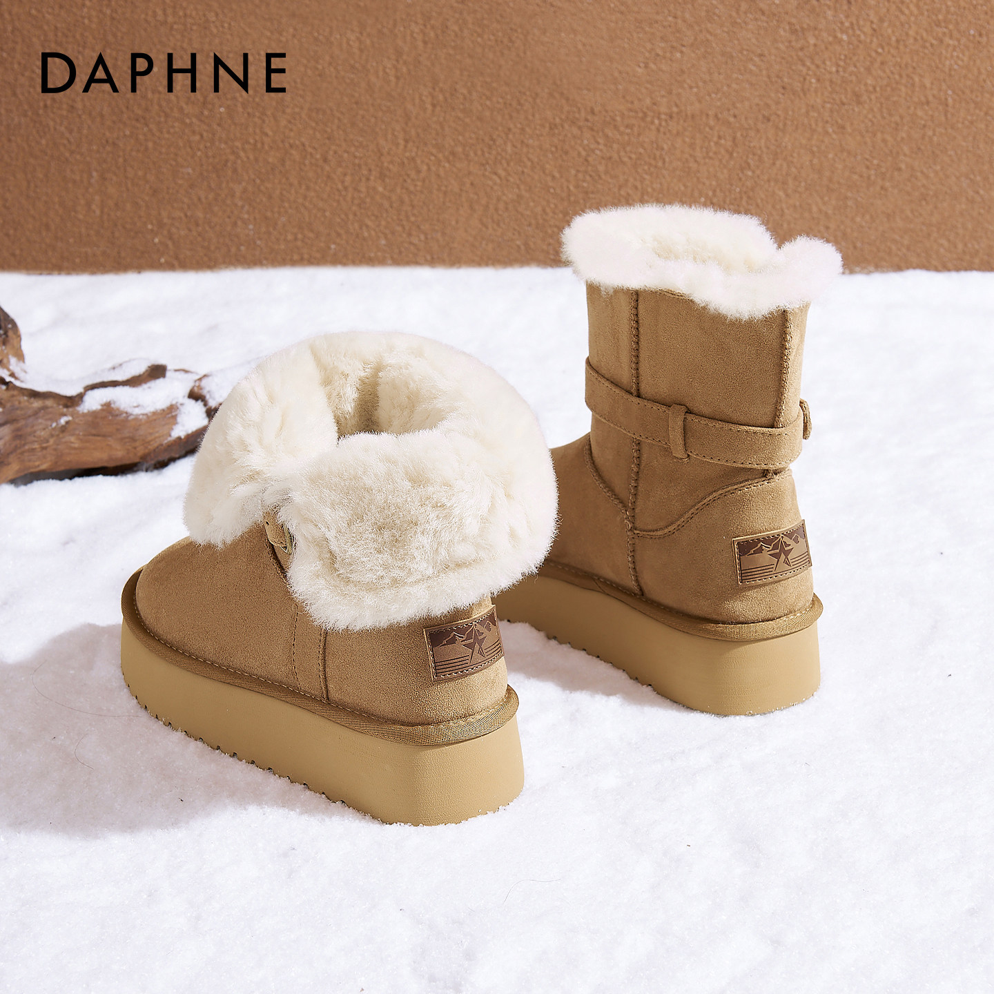 达芙妮厚底雪地靴女款冬季鞋子女鞋2025新款棉靴加绒短靴保暖棉鞋