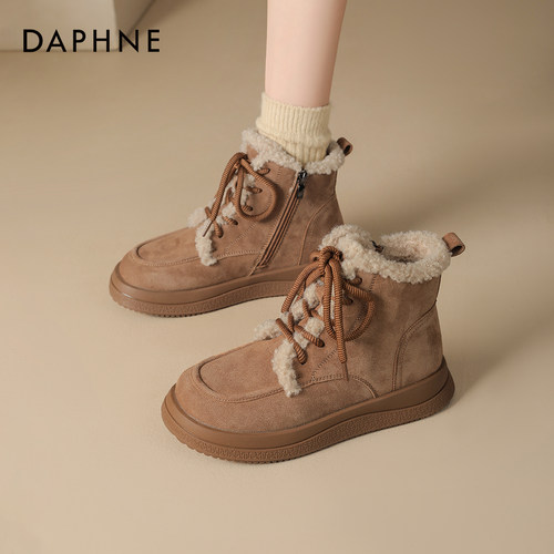 达芙妮厚底雪地靴复古马丁靴加绒