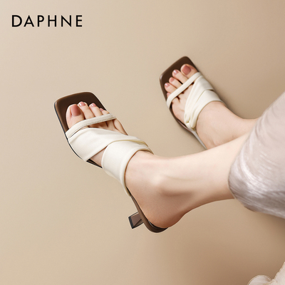 达芙妮法式高跟凉拖鞋女2026新款春绝美气质绑带凉拖女鞋细跟鞋子
