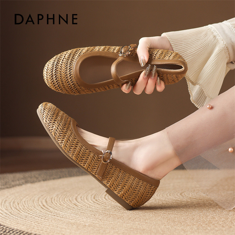 达芙妮平底玛丽珍鞋女2026春季新款镂空编织凉鞋复古法式芭蕾单鞋,女鞋,玛丽珍鞋,淘宝优惠券,粉丝福利购,淘宝优惠卷