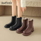 达芙妮短靴子女2025新款 秋冬加绒加厚保暖雪地靴切尔西靴法式 踝靴