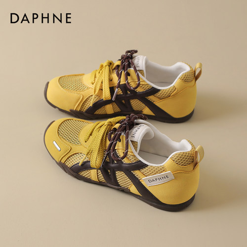 达芙妮新款黄色德训鞋板鞋女运动