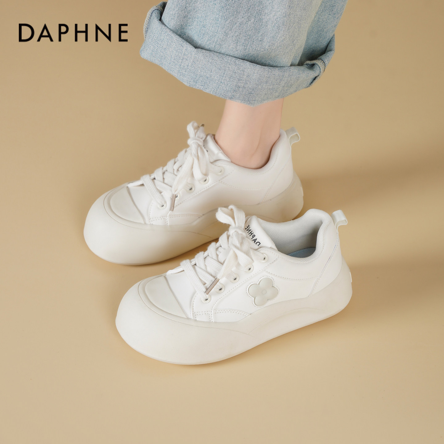 达芙妮厚底小白鞋女款2026新款春季增高运动休闲鞋软底大头板鞋女