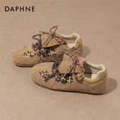 女2025年秋季 新款 百搭软底板鞋 达芙妮平底豹纹德训鞋 女翻盖阿甘鞋