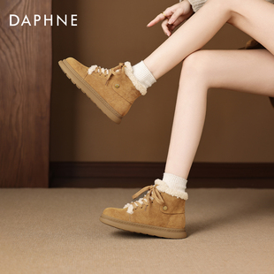 加绒勃肯短靴保暖棉鞋 冬季 毛毛马丁靴子 2025新款 达芙妮雪地靴女款