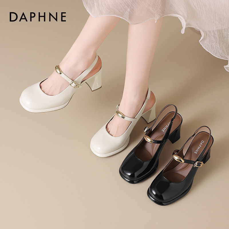 达芙妮包头凉鞋女2026新款夏季法式高跟鞋粗跟不累脚玛丽珍凉单鞋