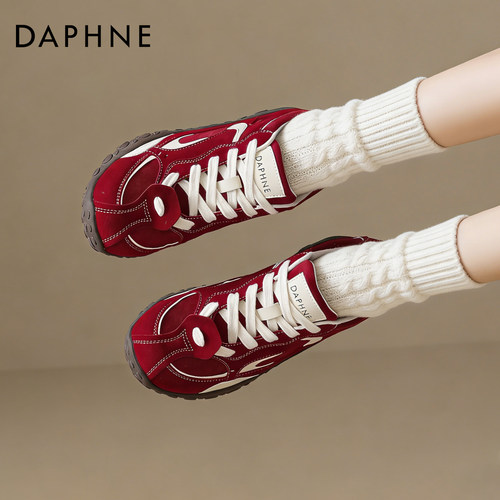 达芙妮红色厚底德训鞋女运动鞋