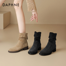 达芙妮勃肯短靴女冬季加绒平底堆堆靴磨砂瘦瘦靴子2025新款马丁靴