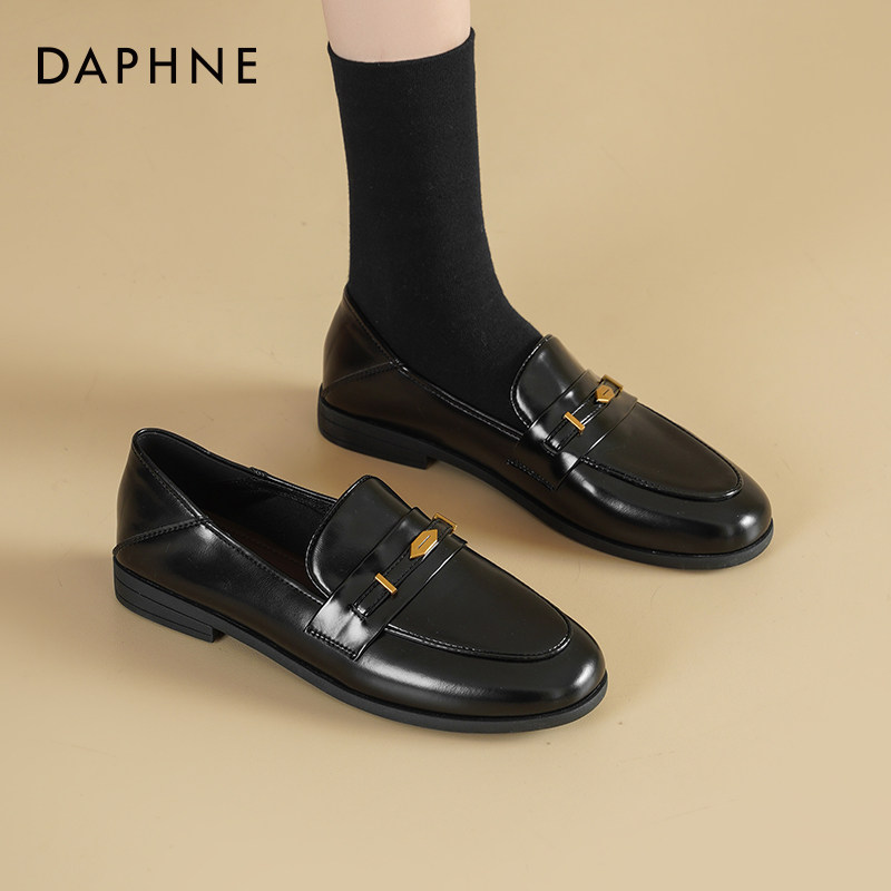 达芙妮黑色乐福鞋女2026新款春季软底单鞋子一脚蹬女鞋小皮鞋女款