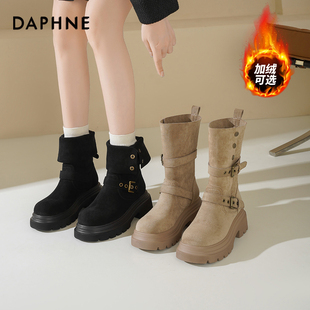 达芙妮美拉德短靴女2025新款 马丁靴棕色西部靴子新疆旅游靴子 秋季