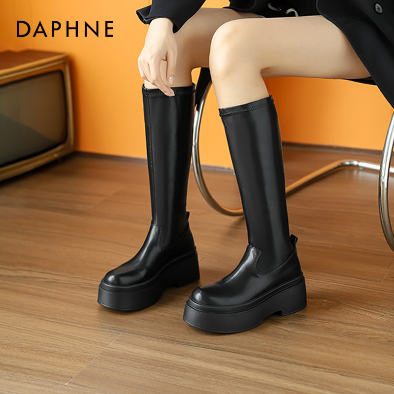 达芙妮厚底显瘦长筒靴