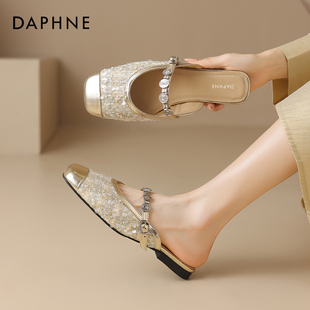 一脚蹬穆勒鞋 平底外穿凉拖半托凉拖鞋 女2026新款 达芙妮包头半拖鞋