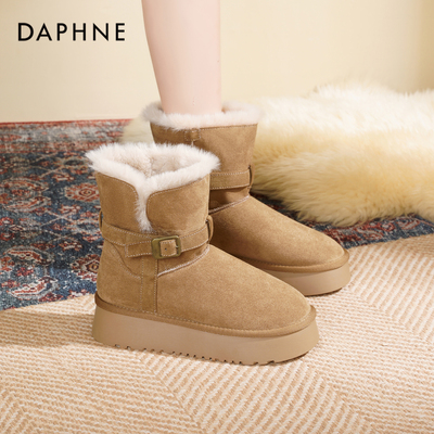 达芙妮厚底雪地靴冬季加绒棉鞋女