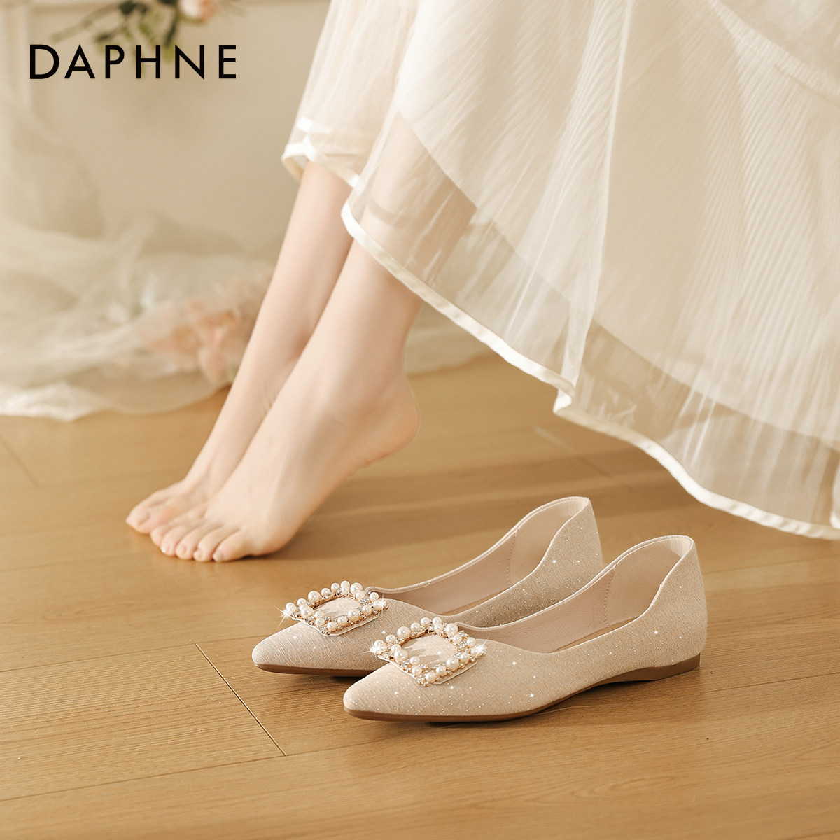 达芙妮尖头平底法式玛丽珍小单鞋2026新款春季伴娘婚鞋女鞋子女款,女鞋,浅口单鞋,淘宝优惠券,粉丝福利购,淘宝优惠卷