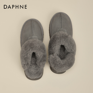达芙妮灰色雪地靴女冬季2025新款厚底加绒女鞋加厚保暖毛毛棉鞋子