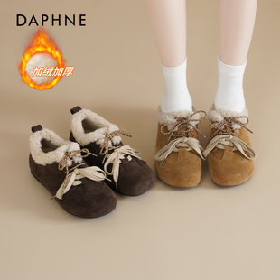 软底雪地靴复古圆头加绒保暖棉鞋 秋冬季 女 女2025新款 达芙妮勃肯鞋