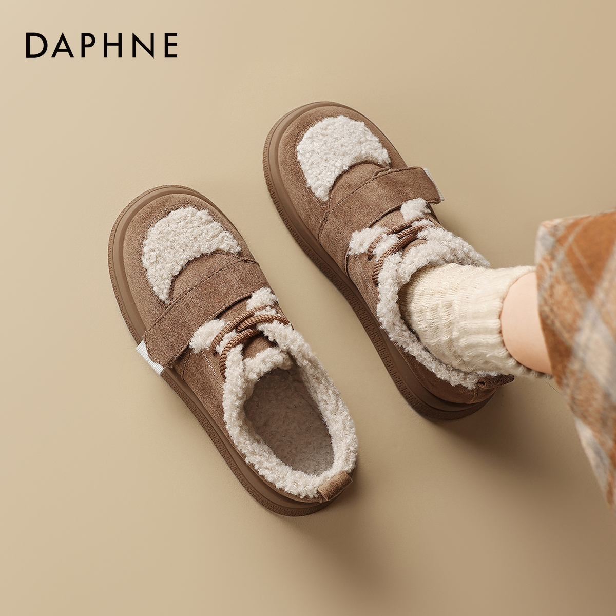 达芙妮厚底雪地靴女款加绒保暖