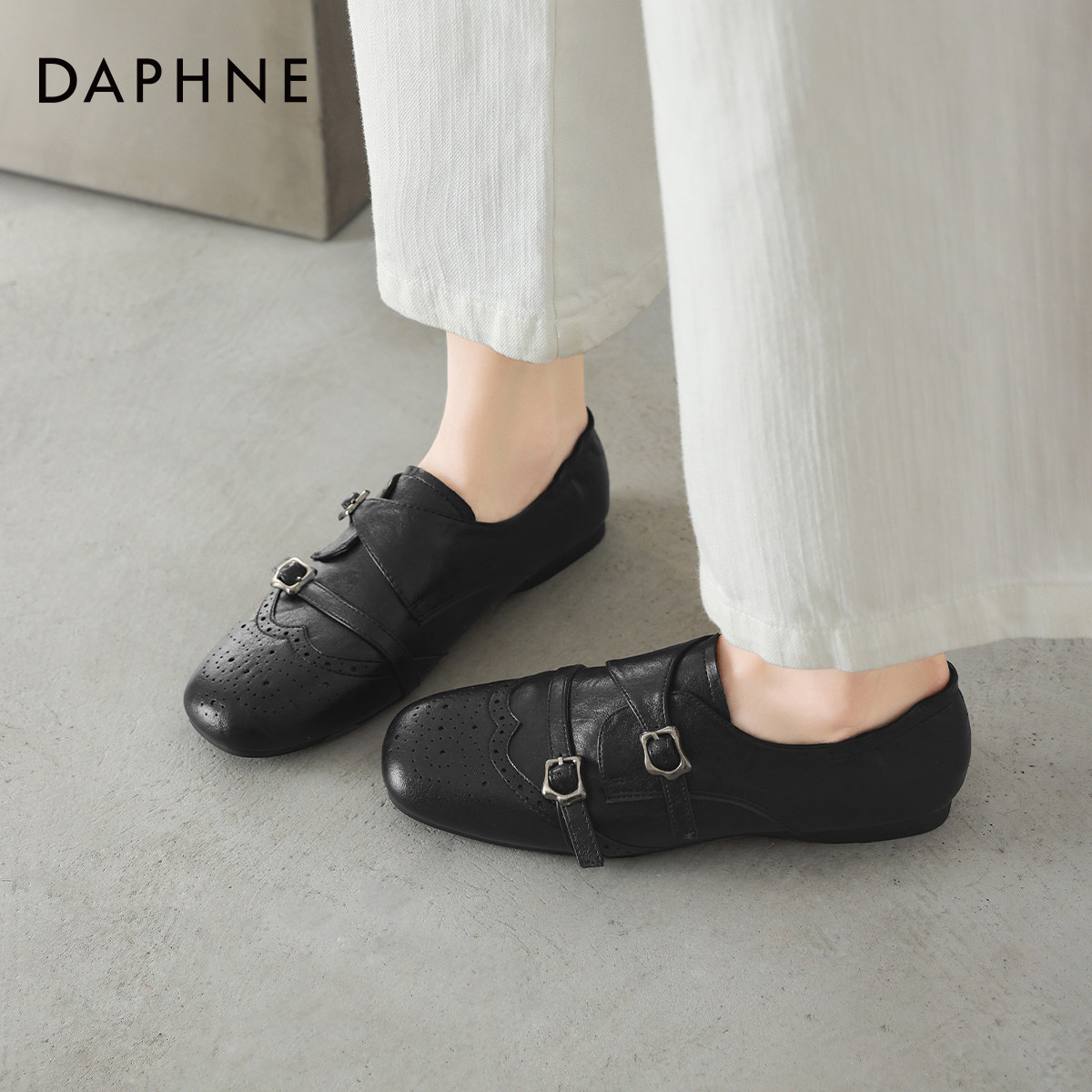 达芙妮复古乐福鞋女2026春季新款英伦风黑色小皮鞋方头单鞋豆豆鞋,女鞋,乐福鞋（豆豆鞋）,淘宝优惠券,粉丝福利购,淘宝优惠卷