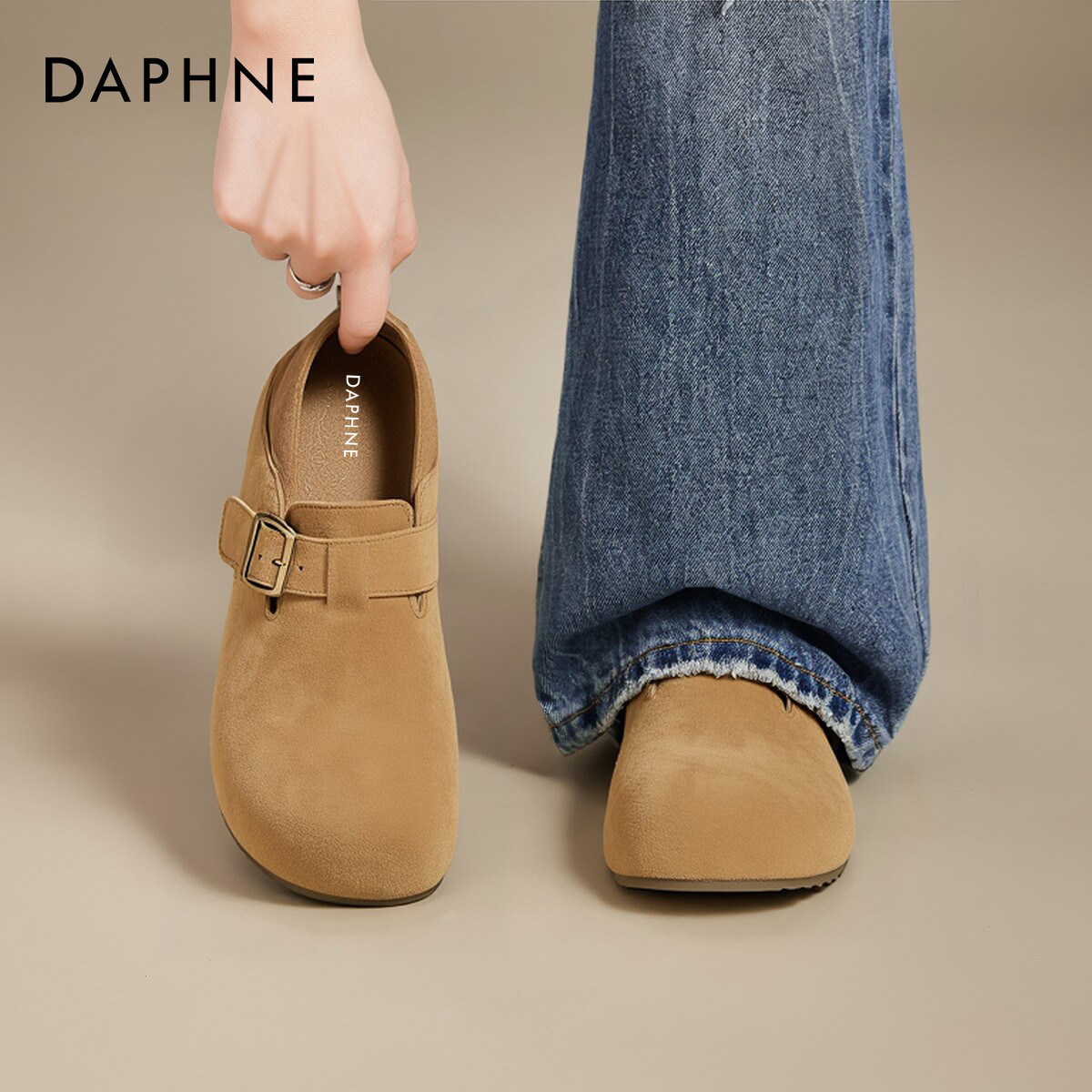 达芙妮厚底勃肯鞋女2026春季新款全包博肯软底孕妇鞋子一脚蹬单鞋