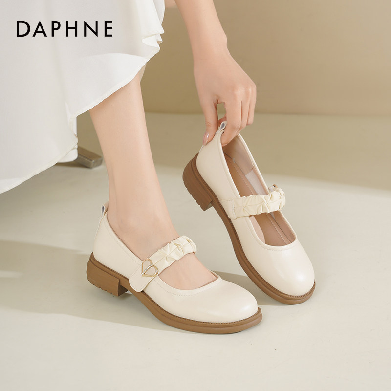 达芙妮法式玛丽珍女鞋2026新款软底小皮鞋粗跟高跟鞋温柔风单鞋女