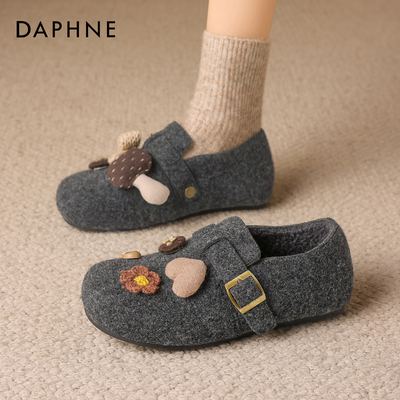 达芙妮灰色毛绒勃肯女鞋2025新款