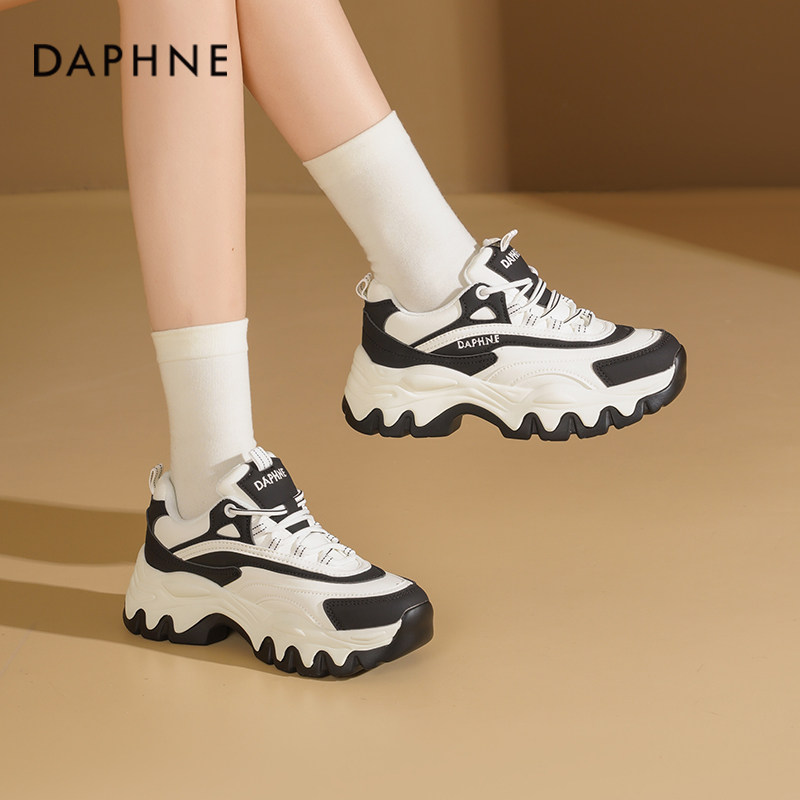 达芙妮厚底老爹鞋女款2026新款春季黑色女鞋休闲运动鞋增高鞋子女,女鞋,老爹鞋,淘宝优惠券,粉丝福利购,淘宝优惠卷