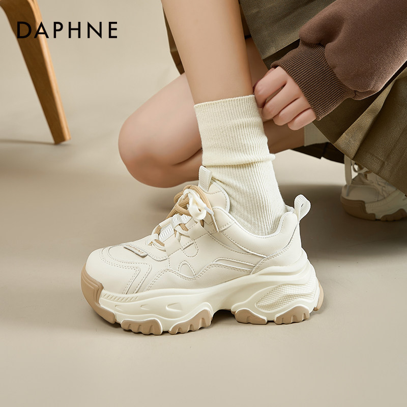 达芙妮厚底老爹鞋休闲增高小白鞋