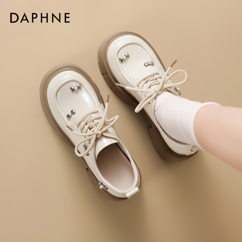 达芙妮高跟乐福鞋女厚底增高单鞋