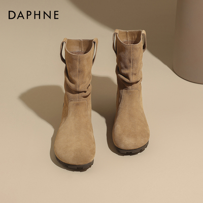 达芙妮美拉德短靴女绒面堆堆靴子