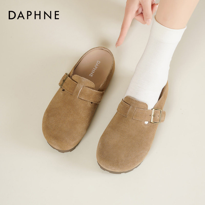达芙妮厚底勃肯鞋女2026新款春季一脚蹬单鞋外穿半拖鞋内增高女鞋