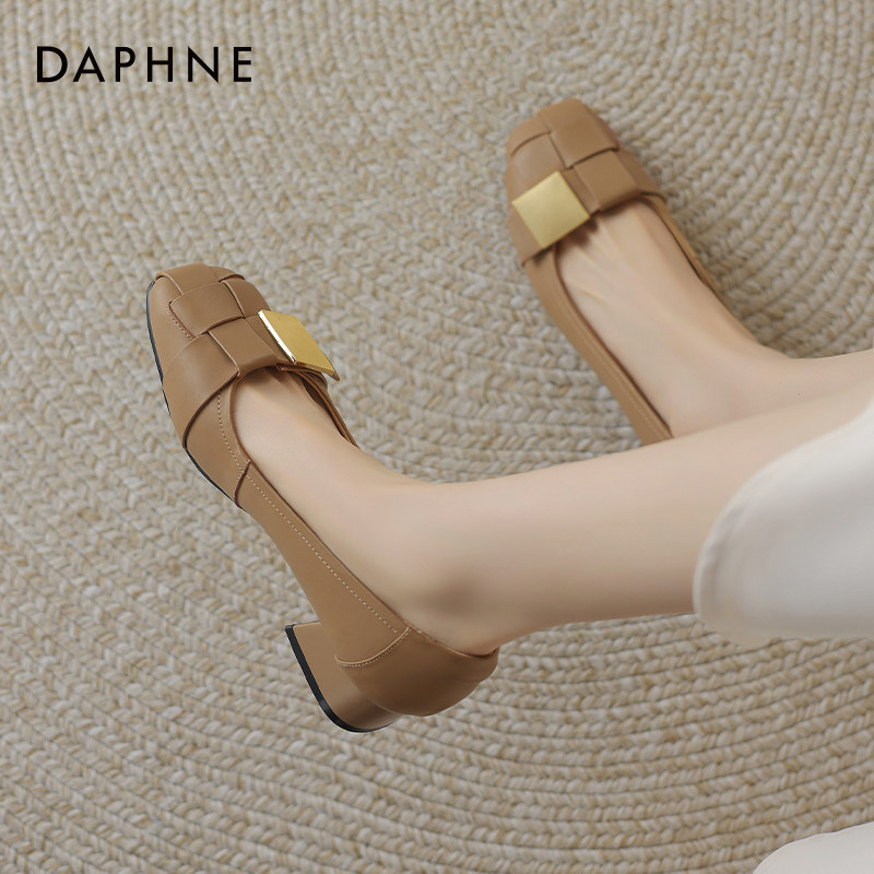 达芙妮小香风单鞋女2026新款浅口软底通勤皮鞋女款夏季粗跟女鞋子,女鞋,浅口单鞋,淘宝优惠券,粉丝福利购,淘宝优惠卷