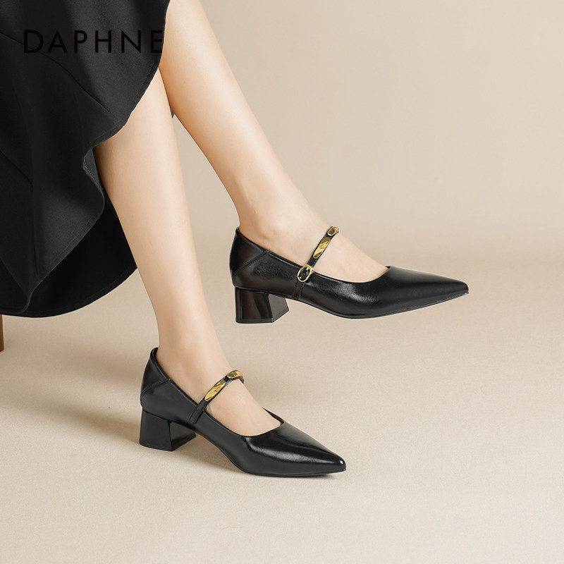 达芙妮浅口单鞋2026新款春季气质高跟鞋尖头玛丽珍鞋女通勤女鞋子