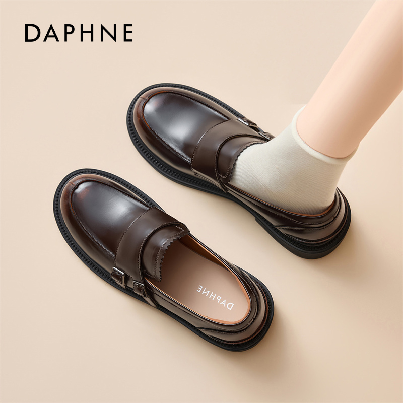 达芙妮厚底乐福鞋女一脚蹬小皮鞋