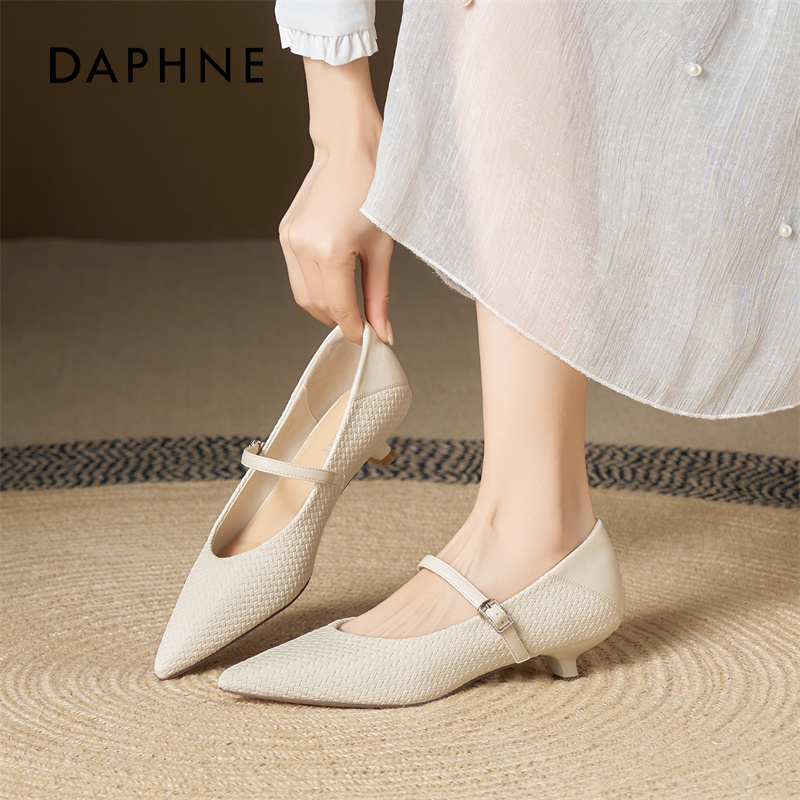 【达芙妮】法式气质玛丽珍高跟鞋