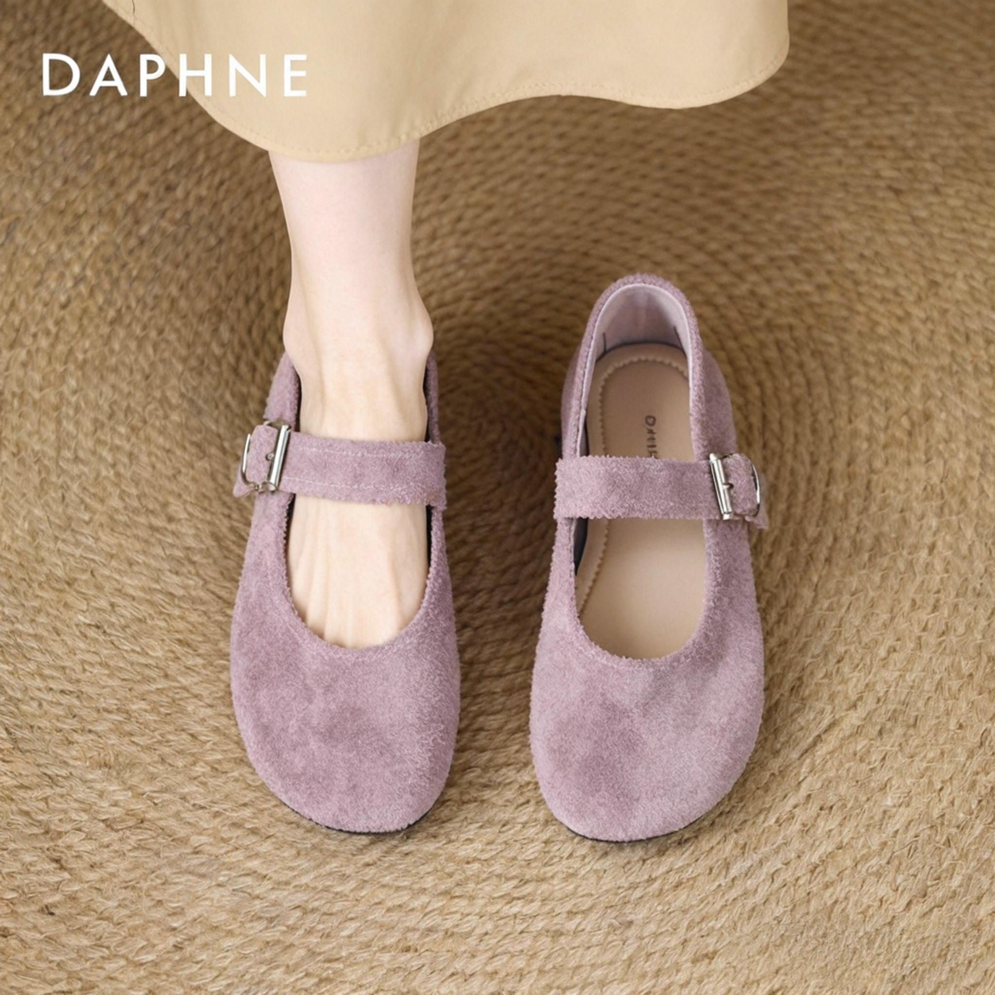 达芙妮绝美紫色单鞋女2026超火勃肯玛丽珍鞋法式平底芭蕾舞晚晚鞋