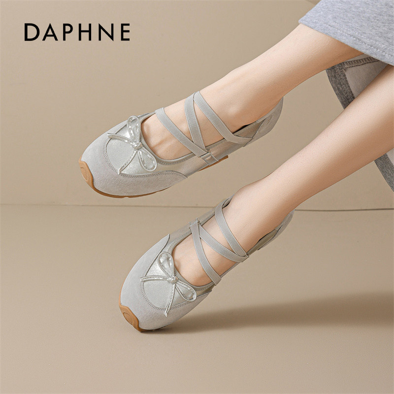 达芙妮运动玛丽珍鞋女2026春季新款银色内增高芭蕾舞鞋法式单鞋子