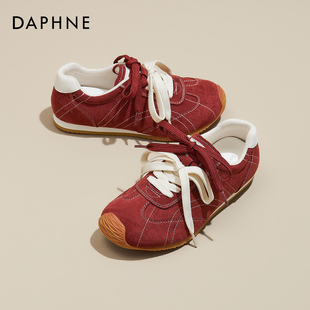 达芙妮红色德训鞋女2026新款春季新年婚鞋经典休闲阿鞋子甘运动鞋