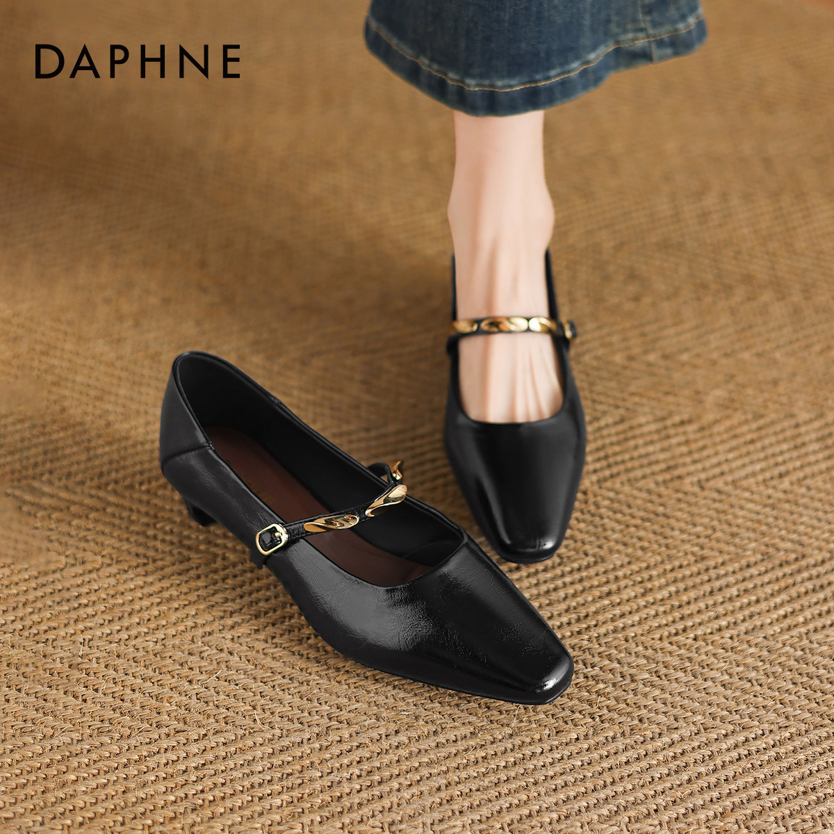 达芙妮黑色单鞋2026新款春季绝美通勤小皮鞋法式复古尖头玛丽珍鞋,女鞋,浅口单鞋,淘宝优惠券,粉丝福利购,淘宝优惠卷