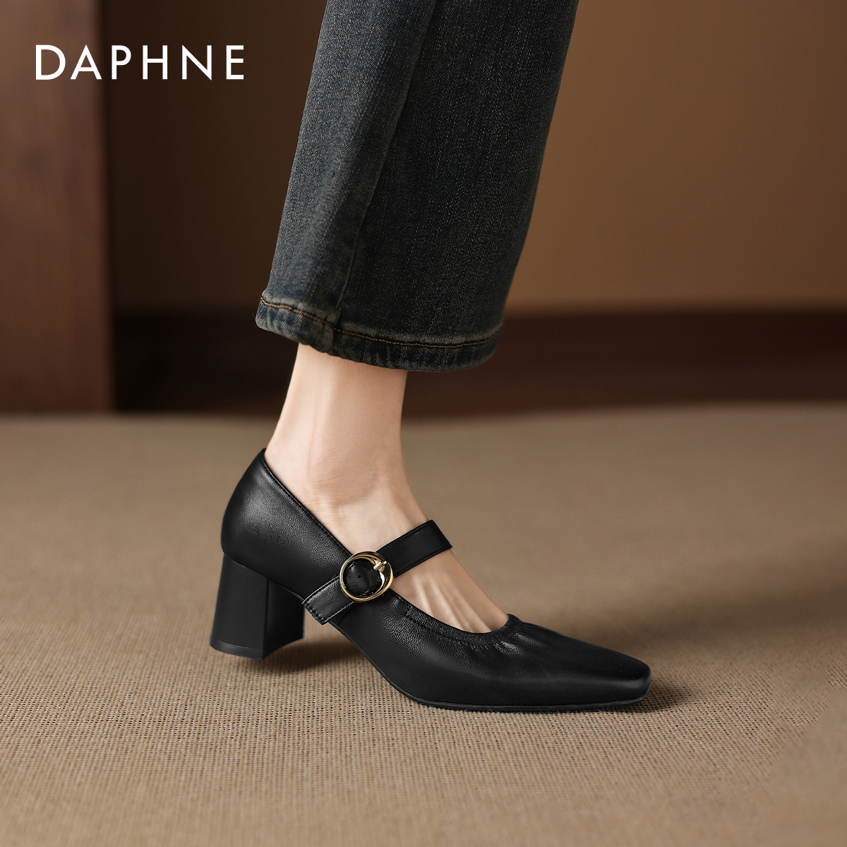 黑色高跟浅口单鞋法式玛丽珍女鞋